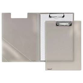 FolderSys, Klemmbrett-Mappe A4, Klemme mit Kunststoffecken, Dreiecks-Klarsichttasche innen, PP, rauch-transparent, Klemmbrett-Mappe A4, Klemme mit Kunststoffecken, Dreiecks-Klarsichttasche innen, PP, rauch-transparent