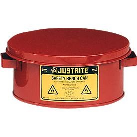 undefined, Kleinteilereiniger aus Stahlblech PREMIUM LINE, rot, ø 238 x H 114 mm, 4 l, Justrite Tränkbehälter mit Klappdeckel, rot, 4 Liter