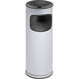 undefined, Edelstahl-Standascher mit Abfallbehälter Volumen 17 l, HxØ 610 x 250 mm Ascher schwarz, VAR® Sicherheits-Kombiascher, 17 Liter, Edelstahl
