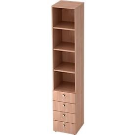 undefined, Kombischrank TOPAS LINE, 6 Ordnerhöhen, Regale + 4 Schübe, Nussbaum/Nussbaum, Kombischrank TOPAS LINE, 6 Ordnerhöhen, Regale + 4 Schübe, Nussbaum/Nussbaum