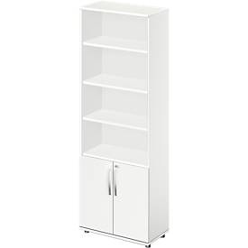undefined, Kombischrank LOGIN, oben 4 Regale, unten 2 Ordnerhöhen mit Türen, B 800 x T 420 x H 2196 mm, weiß/weiß, Schäfer Shop Select Kombischrank LOGIN, oben 4 Regale, unten 2 Ordnerhöhen mit Türen, B 800 x T 420 x H 2240 mm, weiss/weiss