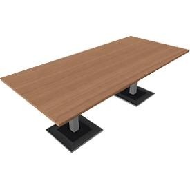 undefined, Konferenztisch QUANDOS BOX, bis 6 Personen, Rechteck, Standfuß, B 2200 x T 1000 x H 720-820 mm, Kirsche Romana/alusilber, Konferenztisch QUANDOS BOX, bis 6 Personen, Rechteck, Standfuß, B 2200 x T 1000 x H 720-820 mm, Kirsche Romana/alusilber