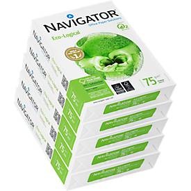 Navigator, Kopierpapier Navigator Eco-Logical, DIN A4, 75 g/m², hochweiß, 1 Karton = 5 x 500 Blatt, NAVIGATOR Papier A4 eco 75g weiss (5x500 Stk)