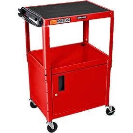 undefined, Luxor höhenverstellbarer Mehrzweckwagen mit Schrank, abschliessbar, Metall, 4 Rollen, rot, Luxor höhenverstellbarer Mehrzweckwagen mit Schrank, abschliessbar, Metall, 4 Rollen, rot