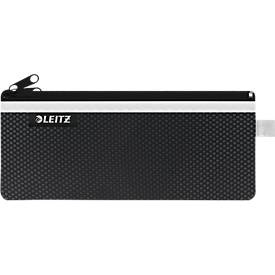 undefined, Leitz WOW Traveller Zip-Beutel M - Hochwertige Beutel mit 2 Fächern zum Schutz und zum Organisieren von persönlichen Gegenständen, z. B. Medikamente in der undurchsichtigen Tasche und Stifte oder Kabel in der Netztasche., Leitz WOW Traveller Zip-Beutel, durchsichtiges Netzfach & blickdichtes Fach, Grösse M, schwarz