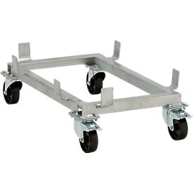 CEMO, CEMO Fahrgestell für GfK-Rechteckbehälter Polypropylen-Rollen, schwarz für LxB 872 x 571 mm, Rad-Ø 100 mm, CEMO Fahrgestell für Rechteckbehälter aus GFK, 100 Liter, Höhe 290 mm