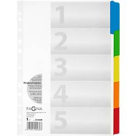Pagna, PAGNA Register Karton A4 31000-08 weiss 5-teilig, Pagna Register Karton, A4, weiss, 5-teilig, 31000-08