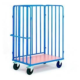 Rollcart Transportsysteme, Paketwagen mit Längswänden, 1 Rückwand, 1200 x 770 mm, Paketwagen mit Längswänden, 1 Rückwand, 1200 x 770 mm