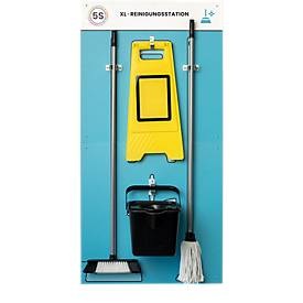 Paperflow Shadowboard ?XL-Reinigungsstation?, 2-teilig, Wandmontage, für 2 Besen/1 Eimer/1 Aufsteller, erweiterbar, B 750 x H 1500 mm, blau