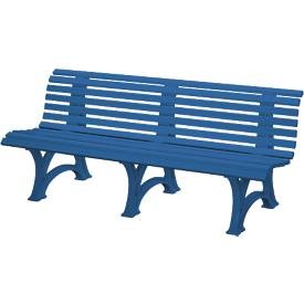 undefined, Parkbank aus Kunststoff mit 13 Leisten Breite 2000 mm, stahlblau, Sitzbank Genf, Länge 2.000 mm, 3-füssig, blau