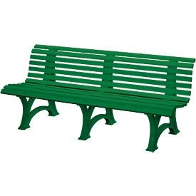 undefined, Parkbank aus Kunststoff mit 13 Leisten Breite 2000 mm, moosgrün, Sitzbank Genf, Länge 2.000 mm, 3-füssig, grün