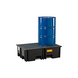 undefined, PE-Palettenauffangwanne CEMO 220/2 für 1 Europalette, L 1230 x B 830 x H 360 mm, 220 l, für 2 x 200 l Fässer, Stahl-Gitterrost, PE-Palettenauffangwanne CEMO 220/2 für 1 Europalette, L 1230 x B 830 x H 360 mm, 220 l, für 2 x 200 l Fässer, Stahl-Gitterrost