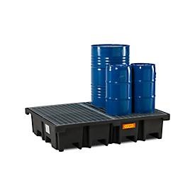 undefined, PE-Palettenauffangwanne CEMO 425/4 für 2 Europaletten quer, L 1670 x B 1270 x H 360 mm, 425 l, für 4 x 200 l Fässer, Stahl-Gitterrost, PE-Palettenauffangwanne CEMO 425/4 für 2 Europaletten quer, L 1670 x B 1270 x H 360 mm, 425 l, für 4 x 200 l Fässer, Stahl-Gitterrost