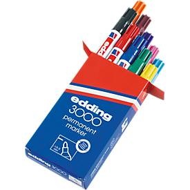 undefined, EDDING Permanent Marker 3000 1,5-3mm 3000-999 10 Farben ass., Edding 3000, Permanent Marker, 1,5-3mm, 3000-999, (10 Farben assortiert)