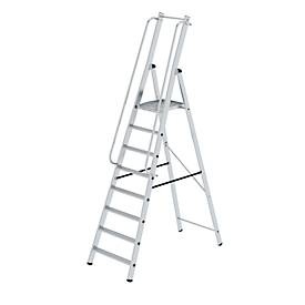 undefined, Alu-Stufenstehleiter einseitig begehbar 8 Stufen, MUNK Günzburger Steigtechnik 51098 Aluminium Plattformleiter Arbeitshöhe (max.): 3.83 m