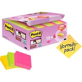 POST-IT, Post-it® Haftnotizen Super Sticky Notes, 24 Blöcke, 48 x 48 mm, Post-it® Haftnotizen Super Sticky Notes, 24 Blöcke, 48 x 48 mm