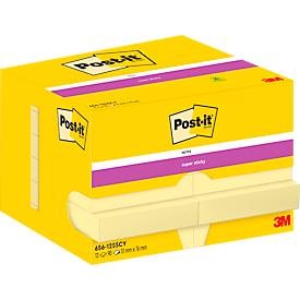 POST-IT, Post-it Super Sticky Haftnotizen 656-12SSCY 51 x 76 mm 90 Blatt pro Block Gelb Rechteckig Unliniert 12 Stück, Post-it Notizzettel Super Sticky 76 x 51 mm, Gelb, 12 Blöcke