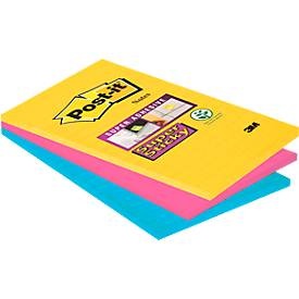 POST-IT, Post-it® Haftnotizen Super sticky, Rio de Janeiro Collection, 101 x 152 mm liniert, 90 Blatt, 3 Blöcke, 3M Post-it SuperSticky Rio, 152mm x 101mm, 3-farbig, liniert, 4690-SS3RIO, (3 x 90 Blatt)