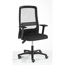 Prosedia, Prosedia Bürostuhl ECCON plus-3, Permanentkontakt, ohne Armlehnen, Netz-Rückenlehne, mit Lordosenstütze, Flachsitz, sw/sw, 
