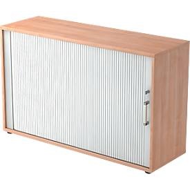 undefined, Querrollladenschrank TARVIS, 2 Ordnerhöhen, B 1200 x T 400 x H 825 mm, abschliess- & stapelbar, Nussbaum-Dekor/alusilber, Hammerbacher Aktenschrank 2FH Walnuss Holz, Metall 1.200 x 400 x 748 mm