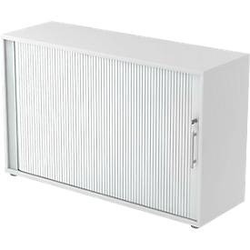 LIVIQUE, Regal Top Office V, Hammerbacher Rollladenschrank Lichtgrau, Silber 1.200 x 400 x 748 mm