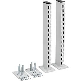 TRESTON, Rasterrohr für Arbeitstisch, Rasterrohrpaar Treston, für TED-Arbeitstische, bis 90 kg, B 70 x T 100 x H 418 mm, Stahl, hellgrau