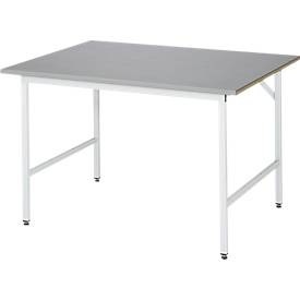 RAU, RAU Arbeitstisch, höhenverstellbar, 800 - 850 mm, Edelstahl-Platte, BxT 1250 x 1000 mm, Rau Arbeitstisch Jerry, manuell höhenverstellbar, 25 mm MDF-Platte mit Edelstahlbelag, bis 300 kg, B 1250 x T 1000 x H 800-850 mm, silber/lichtgrau