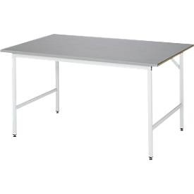 RAU, RAU Arbeitstisch, höhenverstellbar, 800 - 850 mm, Edelstahl-Platte, BxT 1500 x 1000 mm, Rau Arbeitstisch Jerry, manuell höhenverstellbar, 25 mm MDF-Platte mit Edelstahlbelag, bis 300 kg, B 1500 x T 1000 x H 800-850 mm, silber/lichtgrau