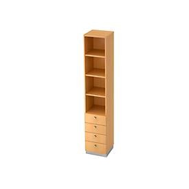 undefined, Regal mit 4 Schubladen, B 400 x T 420 x H 2200 mm, Buche-Dekor, Regal mit 4 Schubladen, B 400 x T 420 x H 2200 mm, Buche-Dekor