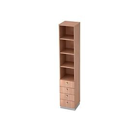 undefined, Regal mit 4 Schubladen, B 400 x T 420 x H 2200 mm, Nussbaum-Dekor, Regal mit 4 Schubladen, B 400 x T 420 x H 2200 mm, Nussbaum-Dekor