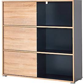 LIVIQUE, Regal Maggie, MID.YOU - Aktenschrank SLIDE - anthrazit/braun - Holzwerkstoff - 120/35/119 cm
