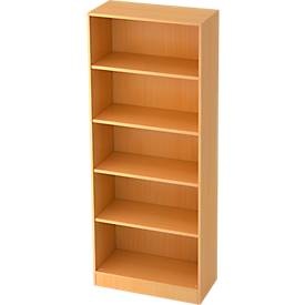undefined, FINO - Büroregal 4 Fachböden Buche-Dekor, Hammerbacher Regal Buche 800 x 400 x 2.004 mm