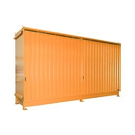 bauer, Regalcontainer Bauer Typ CEN 59-2 IBC, 2 Fachebenen, Schiebetor, 2000 l, B 6245 x T 1550 x H 3465 mm, gelborange RAL 2000, Regalcontainer Bauer Typ CEN 59-2 IBC, 2 Fachebenen, Schiebetor, 2000 l, B 6245 x T 1550 x H 3465 mm, gelborange RAL 2000