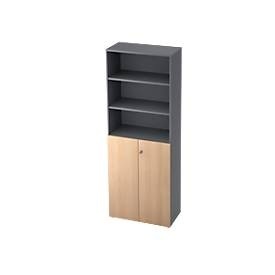 undefined, Regalschrank TOPAS LINE, 3 OH Regal/3 OH Türen, graphit/Eiche, Regalschrank TOPAS LINE, 3 OH Regal/3 OH Türen, graphit/Eiche