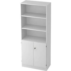 undefined, Regalschrank, B 800 x T 420 x H 2004 mm, 5 OH, 5 Böden, 2 Türen, abschliessbar, lichtgrau, Regalschrank, B 800 x T 420 x H 2004 mm, 5 OH, 5 Böden, 2 Türen, abschliessbar, lichtgrau