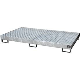 undefined, Regal-Bodenwanne 240 l Auffangvolumen, LxBxH 2150 x 1300 x 225 mm mit Gitterrost, feuerverzinkt, Regalbodenwanne, HxBxT 225 x 1.300 x 2.150 mm, Auffangvolumen 240 l, inkl. Gitterrost, feuerverzinkt
