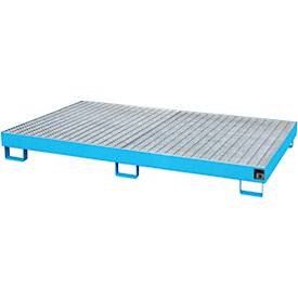 undefined, Regal-Bodenwanne 240 l Auffangvolumen, LxBxH 2150 x 1300 x 225 mm mit Gitterrost, blau lackiert, Regalwanne Typ RW/GR 2200-1, mit Gitterrost, blau RAL5012