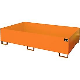 undefined, Regal-Bodenwanne 1000 l Auffangvolumen, LxBxH 2150 x 1300 x 505 mm ohne Gitterrost, orange lackiert, Regalbodenwanne, HxBxT 505 x 1.300 x 2.150 mm, Auffangvolumen 1.000 l, ohne Gitterrost, gelborange