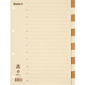 undefined, BIELLA Register Karton braun A4 46444100 12 - teilig, Biella Register Karton, braun, A4, 12-teilig, 464441