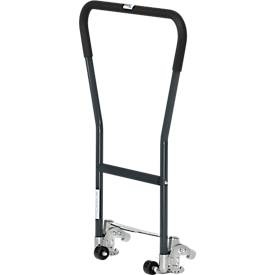 Fetra, Rohrschiebebügel, für Paletten-Fahrgestell, Stahlrohr, grau, einklinkbar, 2 Hilfsrollen