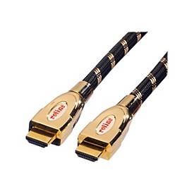 ROLINE, Roline Gold - HDMI-Kabel mit Ethernet - HDMI männlich zu HDMI männlich - 3 m - Doppelisolierung - schwarz-gold, ROLINE GOLD HDMI Ultra HD Kabel mit Ethernet, ST/ST, 3 m