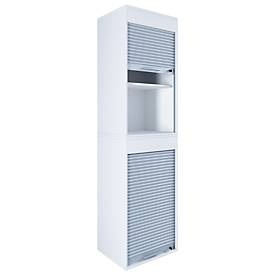 VCM, Holz Büroschrank Aktenschrank Rollladen Rollladenschrank Schrank Ordner AktosXL Holz Büroschrank Aktenschrank Rollladen Rollladenschrank Schrank Ordner AktosXL, Rolladenschrank Aktos XL, 4 Ordnerhöhen, abschliessbar, Bügelgriff, B 500 x T 400 x H 1860 mm, Holz, weiss