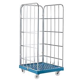 undefined, Rollbox, 3-seitig, Kunststoffbodenplatte, 724 x 815 x 1850 mm, blau (RAL 5012), Rollbox, 3-seitig, Kunststoffbodenplatte, 724 x 815 x 1850 mm, blau (RAL 5012)