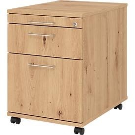 undefined, Rollcontainer 126 Breno, 1 Schub, 1 Utensilienauszug & 1 Hängeregistraturschub, abschliessbar, B 428 x T 580 x H 590 mm, Asteiche, Rollcontainer 126 Breno, 1 Schub, 1 Utensilienauszug & 1 Hängeregistraturschub, abschliessbar, B 428 x T 580 x H 590 mm, Asteiche