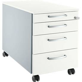 SSI Schäfer, Rollcontainer 1233, mit Griff rund, B 435 x H 577 mm, weißalu/weißalu/weiß, Schäfer Shop Genius Rollcontainer 1233, mit Griff rund, B 435 x H 577 mm, weißalu/weißalu/weiß