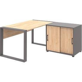 undefined, Rollcontainer 333 TEMPIO, aus Holz, 3 Schubkästen (1 mit Schloss), B 430 x T 500 x H 550 mm, anthrazit/Hickory Eiche, Rollcontainer 333 TEMPIO, aus Holz, 3 Schubkästen (1 mit Schloss), B 430 x T 500 x H 550 mm, anthrazit/Hickory Eiche