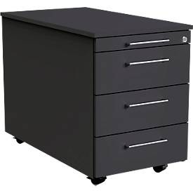 undefined, Rollcontainer Toledo, 4 Schübe, Selbsteinzug, Auszugssperre, Zentralverschluss, B 420 x T 800 mm, anthrazit, Rollcontainer Toledo, 4 Schübe, Selbsteinzug, Auszugssperre, Zentralverschluss, B 420 x T 800 mm, anthrazit