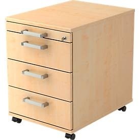 undefined, Rollcontainer TARVIS, 1 Utensilienauszug, abschließbar, 3 Schübe, B 428 x T 580 x H 590 mm, Ahorn-Dekor, Rollcontainer TARVIS, 1 Utensilienauszug, abschließbar, 3 Schübe, B 428 x T 580 x H 590 mm, Ahorn-Dekor