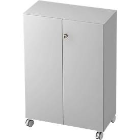 undefined, CONTACT - Aktenschrank 2 Fachböden, mit Rollen lichtgrau, Rollenschrank TOPAS LINE, 3 Ordnerhöhen, Türen abschliessbar, lichtgrau/lichtgrau