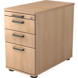LIVIQUE, Standcontainer Office, Standcontainer TOPAS LINE, 2 Schübe, 1 Hängeregistraturauszug, 1 Utensilienauszug, abschliessbar, Eiche-Dekor/Eiche-Dekor
